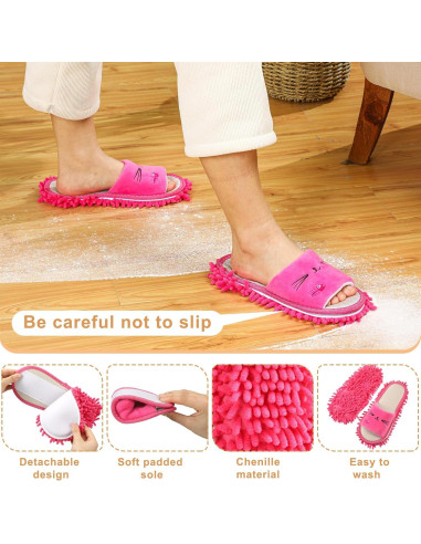 Zapatillas de Mopa Lavables Wesiti 4 Pares Microfibra Medianas
