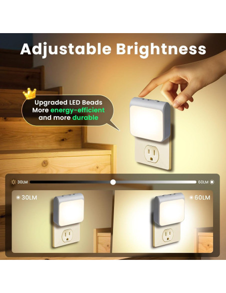 Paquete de 6 luces nocturnas LED IINVGOOD regulables 30-60lm Paquete de 6 luces nocturnas LED IINVGOOD regulables 30-60lm