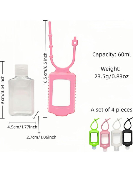 Chinshwehaw 4 Botellas de Viaje 60ml a Prueba de Fugas Chinshwehaw 4 Botellas de Viaje 60ml a Prueba de Fugas
