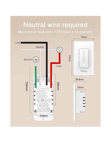 Interruptor Regulador Inteligente GHome SW2-1 Wi-Fi 2.4GHz