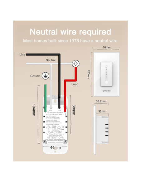 Interruptor Regulador Inteligente GHome SW2-1 Wi-Fi 2.4GHz Interruptor Regulador Inteligente GHome SW2-1 Wi-Fi 2.4GHz