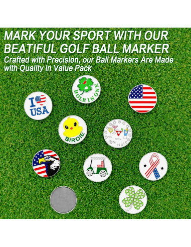 Marcadores de Pelota de Golf FINGER TEN con Clip para Sombrero