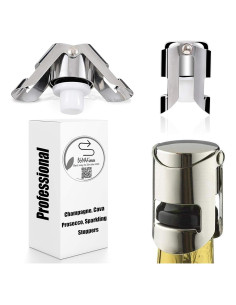Tapones de Champagne BGMAX 3 Unidades Acero Inoxidable