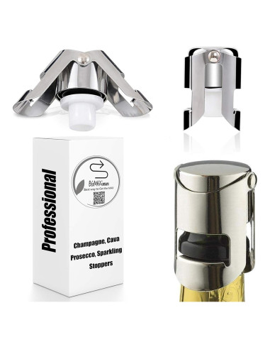 Tapones de Champagne BGMAX 3 Unidades Acero Inoxidable
