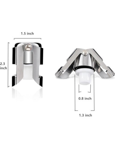 Tapones de Champagne BGMAX 3 Unidades Acero Inoxidable
