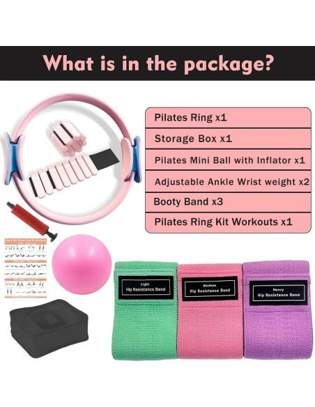 Kit de Pilates EnigmaYiMe 9 Piezas con Anillo y Pesas Ajustables Kit de Pilates EnigmaYiMe 9 Piezas con Anillo y Pesas Ajustables