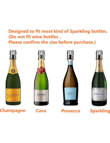 Tapones de Champagne BGMAX 3 Unidades Acero Inoxidable