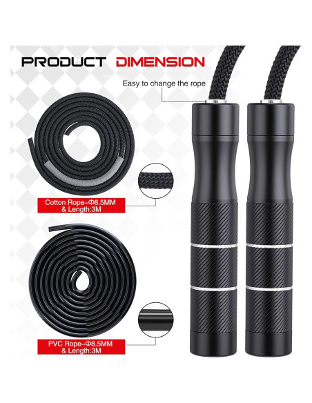 Cuerda de Salto con Peso Gemscream 0.45 kg Ajustable 3.05 m Cuerda de Salto con Peso Gemscream 0.45 kg Ajustable 3.05 m