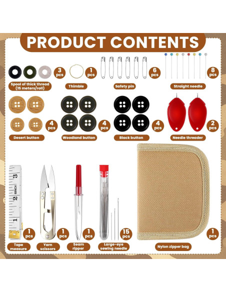 Kit de Costura Táctico Suncalla Nylon Portátil 13x11cm Kit de Costura Táctico Suncalla Nylon Portátil 13x11cm
