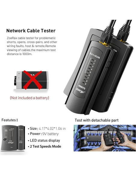Kit de Crimpado Ethernet ZOERAX 8 en 1 con 50 Conectores Cat6 Kit de Crimpado Ethernet ZOERAX 8 en 1 con 50 Conectores Cat6