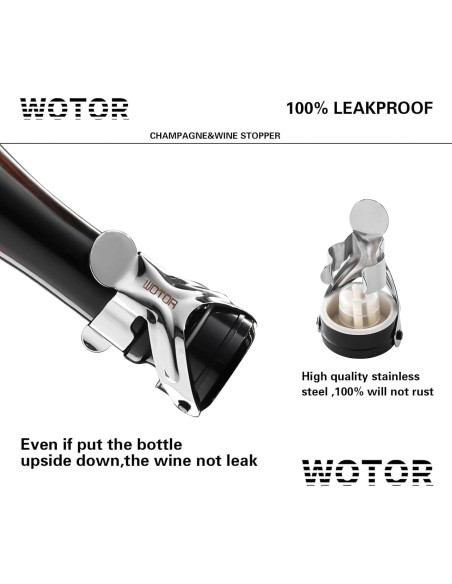 Tapones de Vino y Champagne WOTOR de Acero Inoxidable - 2 Paquete Tapones de Vino y Champagne WOTOR de Acero Inoxidable - 2 Paquete