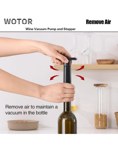 Bomba de Vacío para Vino WOTOR con 20 Tapones Reutilizables