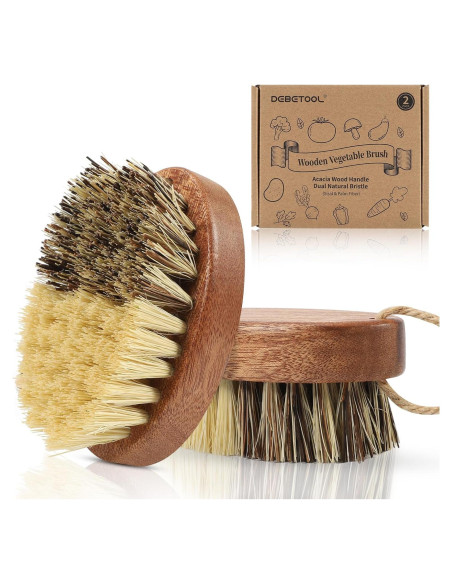 Cepillo de Verduras DEBETOOL con Cuerda - Madera Compostable Cepillo de Verduras DEBETOOL con Cuerda - Madera Compostable