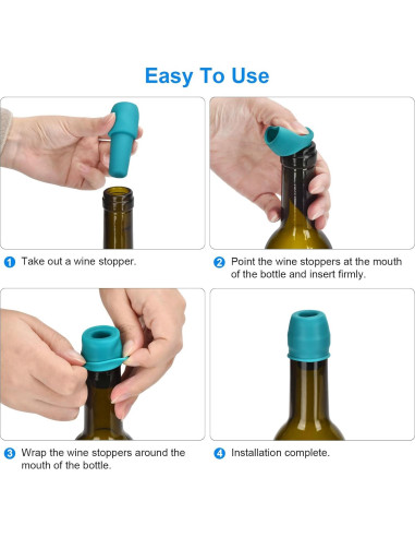 Paquete de 6 Tapones de Silicona para Vino Brusoon Multicolor