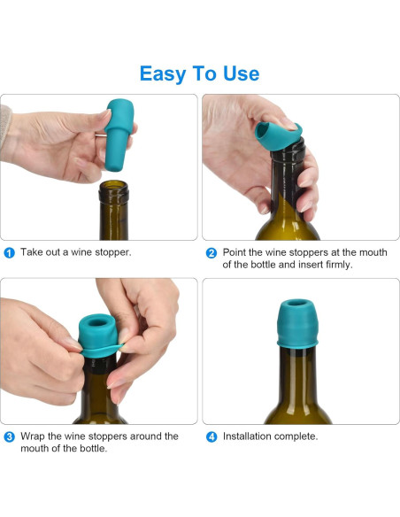 Paquete de 6 Tapones de Silicona para Vino Brusoon Multicolor Paquete de 6 Tapones de Silicona para Vino Brusoon Multicolor