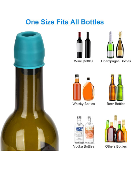 Paquete de 6 Tapones de Silicona para Vino Brusoon Multicolor Paquete de 6 Tapones de Silicona para Vino Brusoon Multicolor