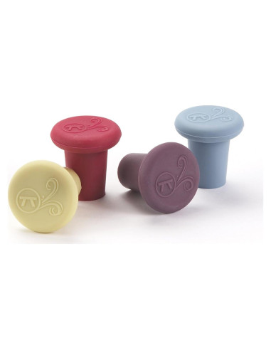 Tapones de Vino de Silicona Outset B229, Set de 4 Colores