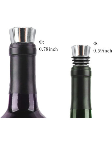 Juego de 10 Tapones de Vino Jiofaviu Metal Plateado 6.4 cm