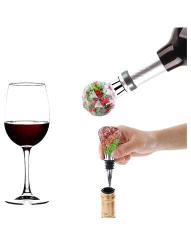 Juego de 10 Tapones de Vino Jiofaviu Metal Plateado 6.4 cm