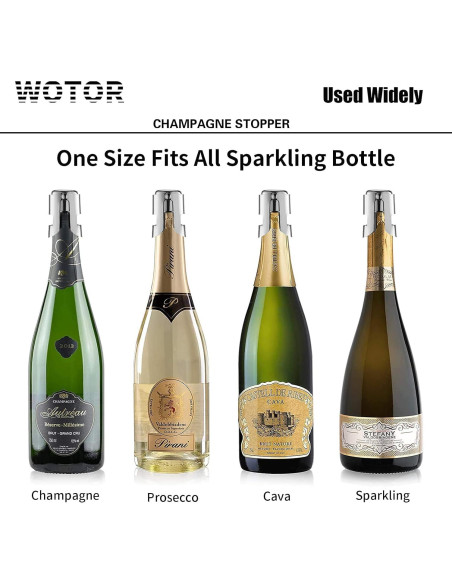 Tapones de Champagne WOTOR Acero Inoxidable 2 Piezas A Prueba de Fugas Tapones de Champagne WOTOR Acero Inoxidable 2 Piezas A Prueba de Fugas