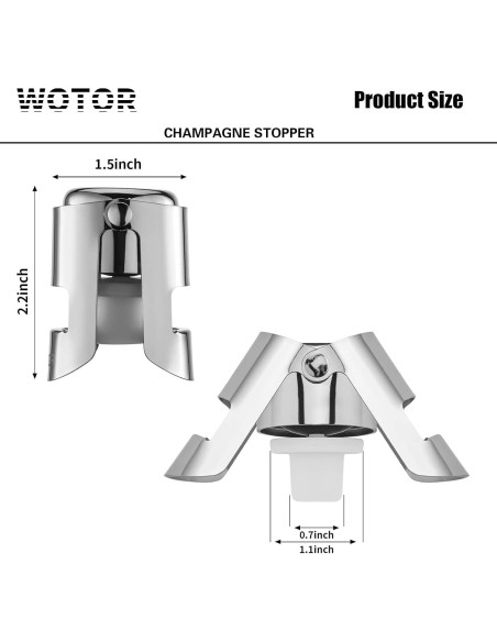 Tapones de Champagne WOTOR Acero Inoxidable 2 Piezas A Prueba de Fugas Tapones de Champagne WOTOR Acero Inoxidable 2 Piezas A Prueba de Fugas