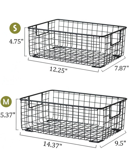 Cestas de Almacenamiento de Alambre Kingrol - 2 Piezas, 31.1x20x12cm y 36.4x24.1x13.6cm, Metal Negro Cestas de Almacenamiento de Alambre Kingrol - 2 Piezas, 31.1x20x12cm y 36.4x24.1x13.6cm, Metal Negro