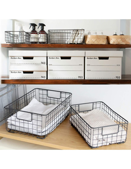 Cestas de Almacenamiento de Alambre Kingrol - 2 Piezas, 31.1x20x12cm y 36.4x24.1x13.6cm, Metal Negro Cestas de Almacenamiento de Alambre Kingrol - 2 Piezas, 31.1x20x12cm y 36.4x24.1x13.6cm, Metal Negro