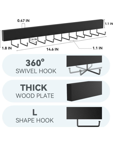Soporte de Corbatas de Pared HOMEBROS Negro 2 Piezas 37.1x4.6cm Soporte de Corbatas de Pared HOMEBROS Negro 2 Piezas 37.1x4.6cm