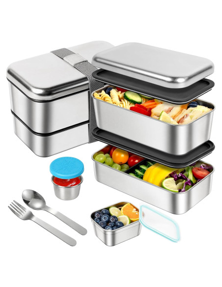 Caja Bento Apilable Freshmage de Acero Inoxidable 1.95 kg Caja Bento Apilable Freshmage de Acero Inoxidable 1.95 kg