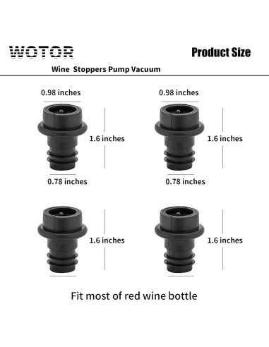 Tapones de Vino al Vacío WOTOR 12 Piezas Silicona Negra