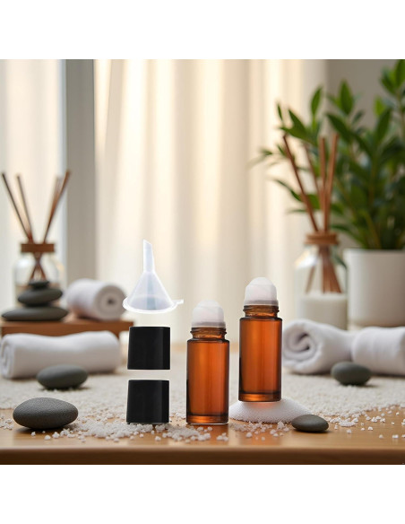 Set de 2 Botellas de Vidrio Marrón 50ml con Rodillo Galepromot