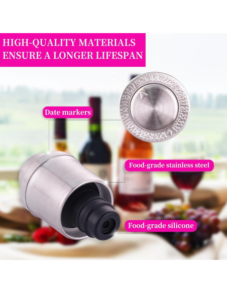 Tapones de Vino al Vacío VACUMASTER - Acero Inoxidable - 3 Piezas Tapones de Vino al Vacío VACUMASTER - Acero Inoxidable - 3 Piezas