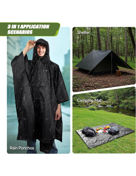 Poncho de Lluvia Impermeable TechRise Unisex con Capucha 210x142cm Poncho de Lluvia Impermeable TechRise Unisex con Capucha 210x142cm
