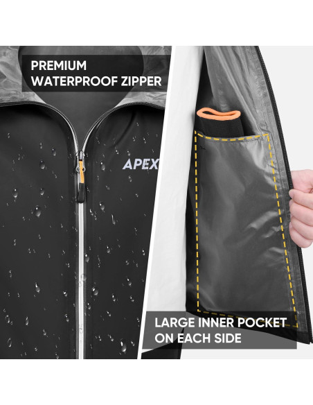 Chaqueta Impermeable Plegable APEXUP Hombre 3XL Negra Chaqueta Impermeable Plegable APEXUP Hombre 3XL Negra