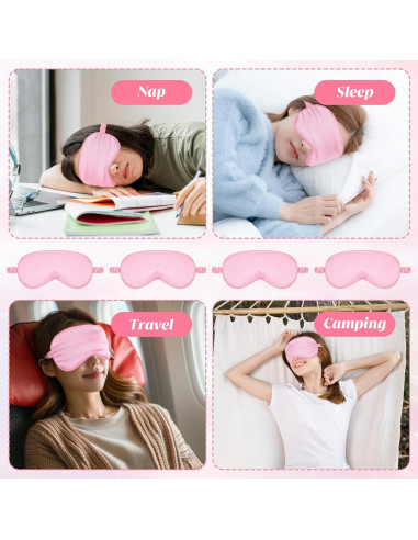 Máscaras de Sueño de Seda Rosa 4 Piezas KFHENSOMR