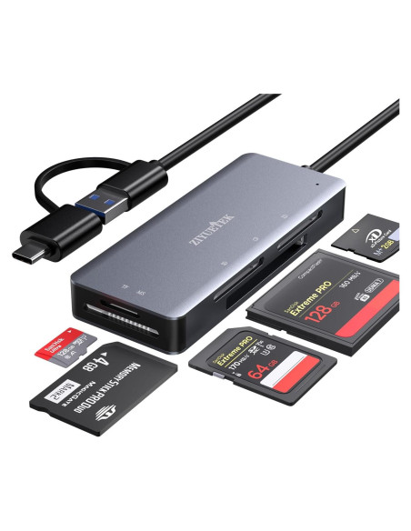 Lector de Tarjetas 5en1 ZIYUETEK USB-C y USB-A Aluminio Lector de Tarjetas 5en1 ZIYUETEK USB-C y USB-A Aluminio
