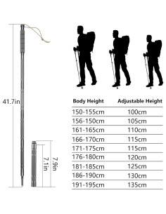 Bastón de Senderismo Ajustable KEYPOWER 104 cm Aluminio 2