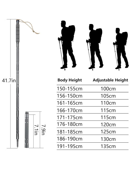 Bastón de Senderismo Ajustable KEYPOWER 104 cm Aluminio Bastón de Senderismo Ajustable KEYPOWER 104 cm Aluminio