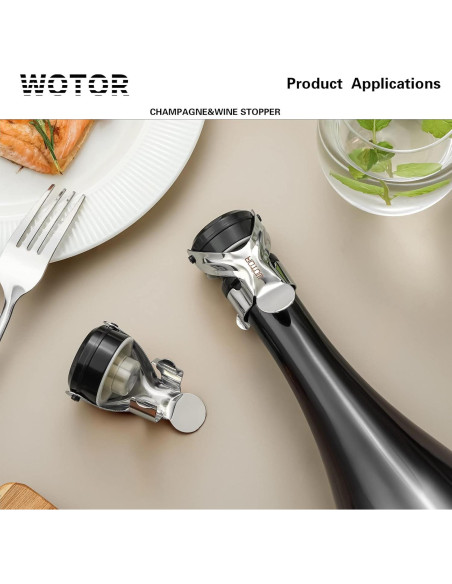 Tapones de Vino y Champagne WOTOR de Acero Inoxidable - 6 Piezas Tapones de Vino y Champagne WOTOR de Acero Inoxidable - 6 Piezas