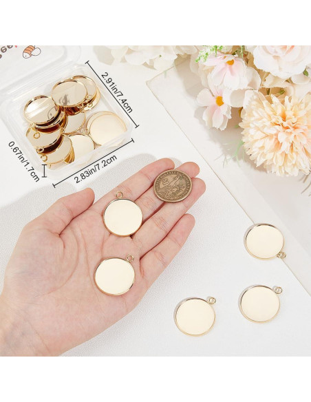 Caja 20 Pcs Bandejas Colgantes Bezel 25mm Beebeecraft Oro 24K Caja 20 Pcs Bandejas Colgantes Bezel 25mm Beebeecraft Oro 24K