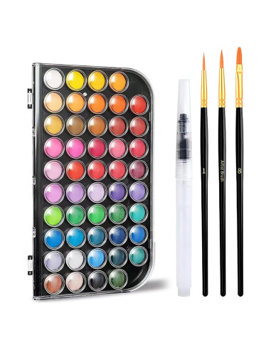 Set de Pintura Acuarela GETHPEN 48 Colores Lavables con Pincel