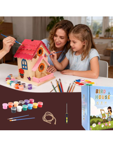 Kit Casa para Aves DIY Srapwati - Madera, Pintura y Herramientas