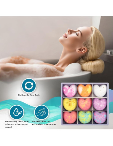 Juego de Bombas de Baño Corazón Agudan - 9 Aromas Naturales