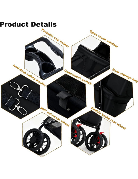Carrito Doble para Perros y Gatos BUALR - Soporta 22.68 kg Carrito Doble para Perros y Gatos BUALR - Soporta 22.68 kg