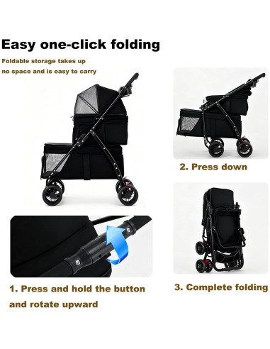 Carrito Doble para Perros y Gatos BUALR - Soporta 22.68 kg