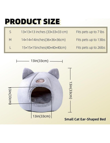Cama para gatos JCATPD gris S 33x33x33 cm antideslizante