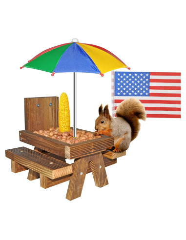 Comedero para Ardillas NB2GHYQJ con Paraguas Arcoíris 21.1x18cm