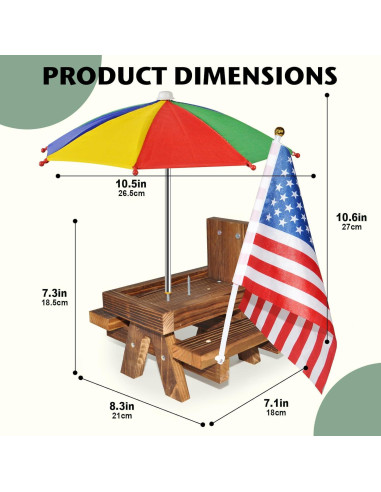 Comedero para Ardillas NB2GHYQJ con Paraguas Arcoíris 21.1x18cm