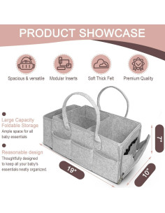 Cesta de Almacenamiento para Pañales Yuemonzki Gris 12L 2