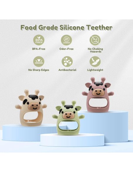 Paquete de 2 Juguetes de Dentición Silicona Bebés 0-12 Meses Paquete de 2 Juguetes de Dentición Silicona Bebés 0-12 Meses
